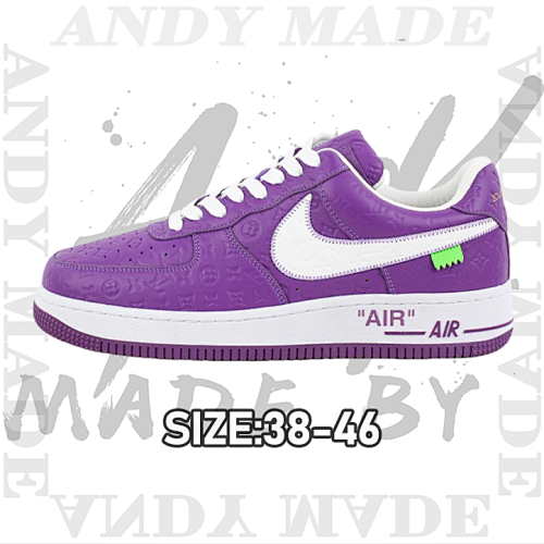 L V X Nike Air Force1Low Air Force Heavy Joint Brand Print Purple