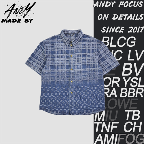 Louis Vuitton LV Frayed Gradient Jacquard Denim Short Sleeves