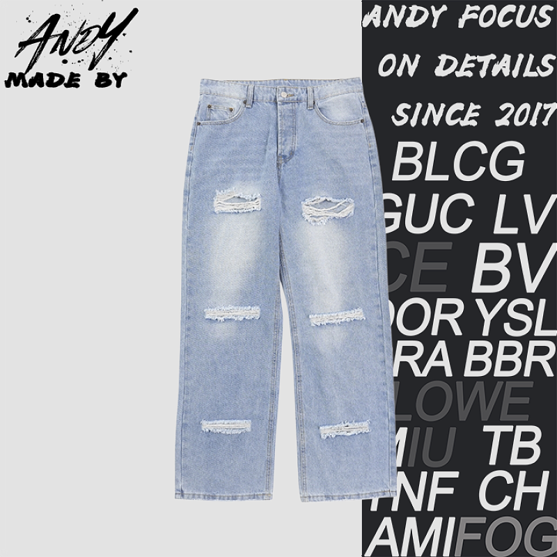 Ice Blue Ripped Jeans