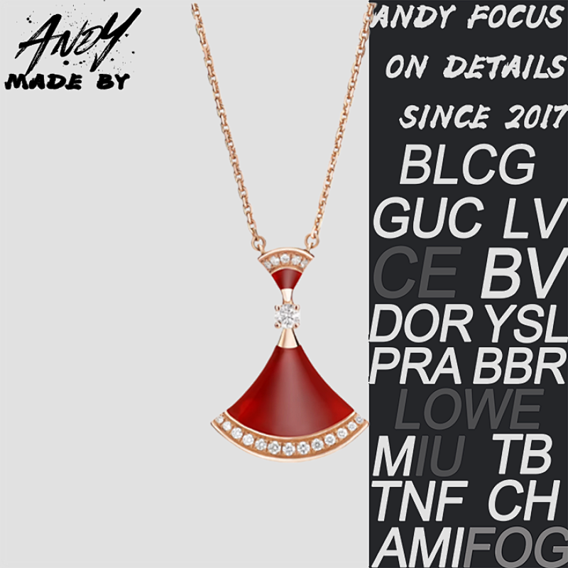B Diamond Skirt Necklace Red Rose Gold