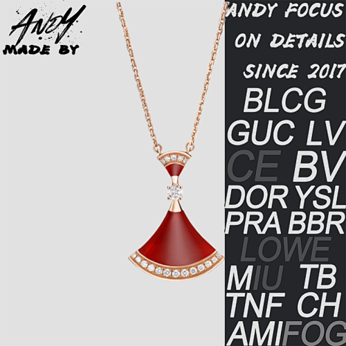 B Diamond Skirt Necklace Red Rose Gold
