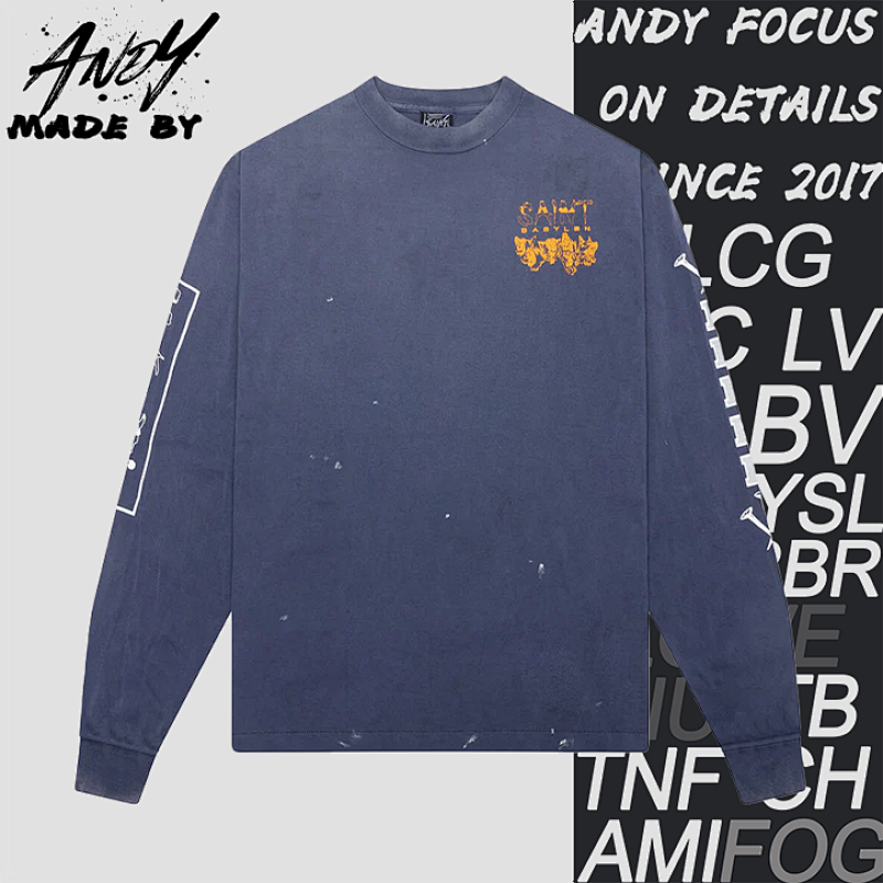 S M Wolf Head Nail Print Long Sleeve