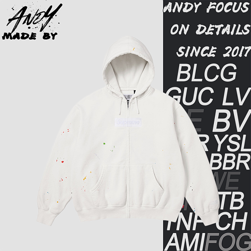 Supreme Ink-splash Embroidered Fleece-lined Zip-up Sweatshirt