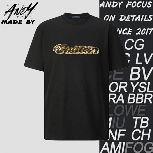 Gold Sequined Embroidered Logo Short-sleeved Shirt