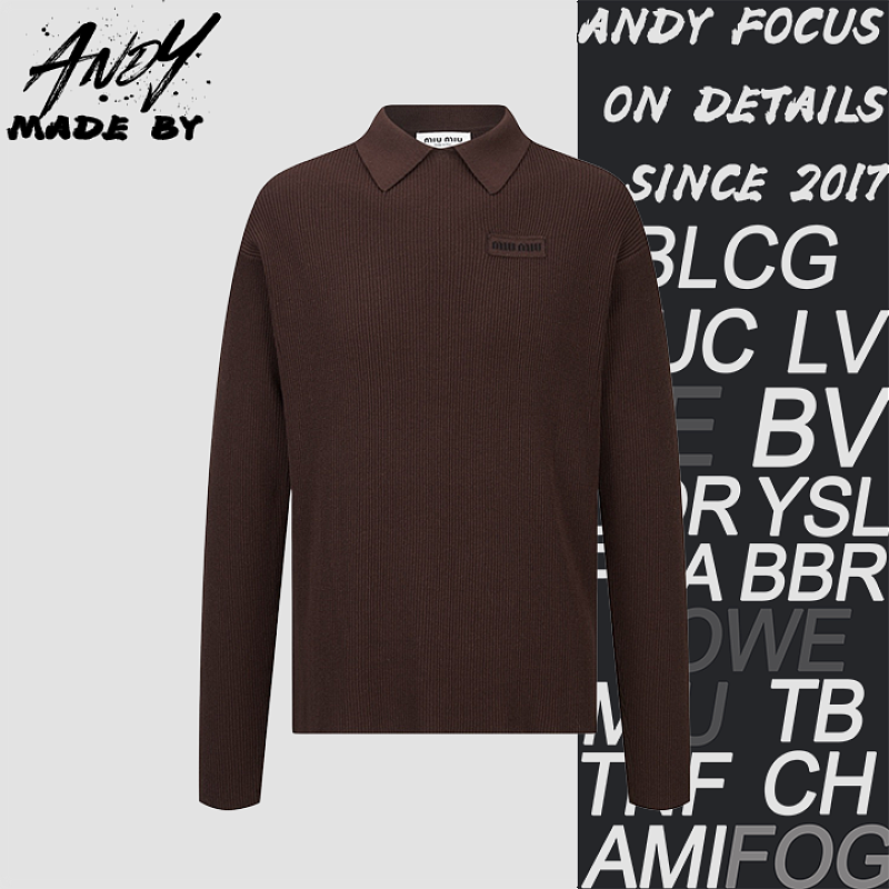 Miu Miu Acquard Logo Knit Polo Shirt