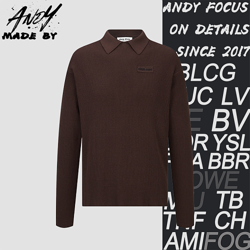 Miu Miu Acquard Logo Knit Polo Shirt