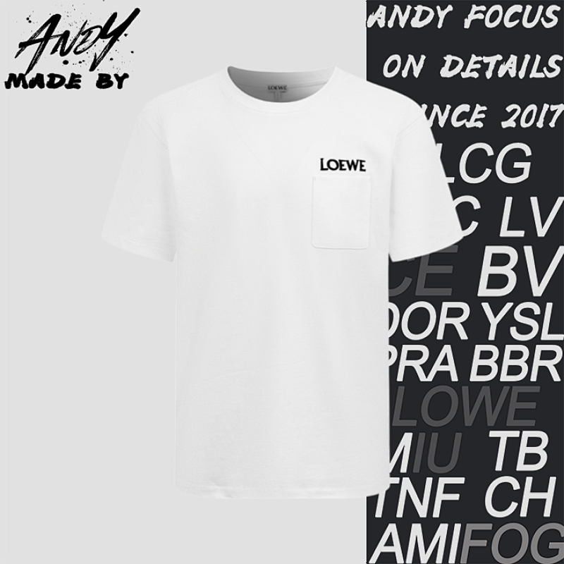 M8 Version Loewe Short-sleeved White T-shirt With Large Logo Pockets