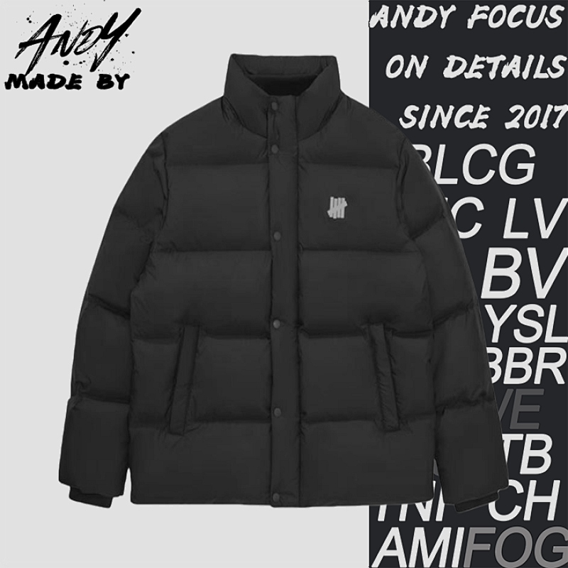 63 Five-stripe Embroidered Stand-up Collar Down Jacket - Black
