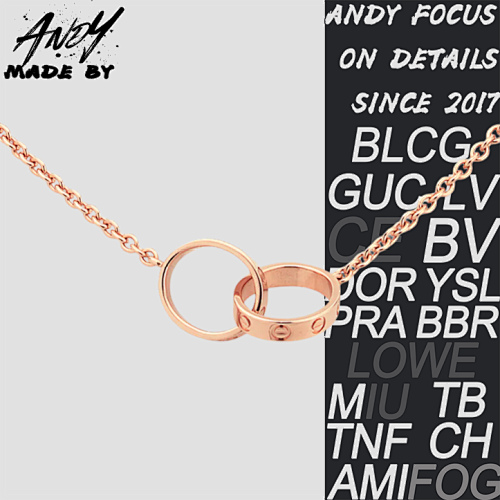 Cartier C Diamond Free Double Ring Necklace In Rose Gold