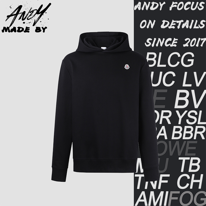 Solid Color Logo Patch Hooded Long-Sleeve Sweatshirt