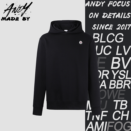 Solid Color Logo Patch Hooded Long-Sleeve Sweatshirt