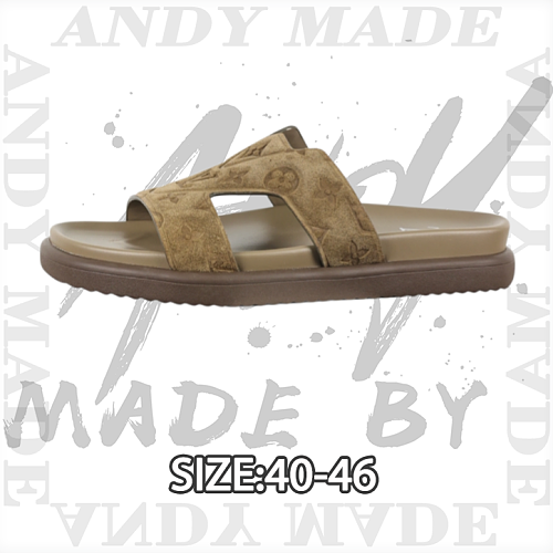 Louis Vuitton Round-toe Flat Mules Flip-flops Men's Brown