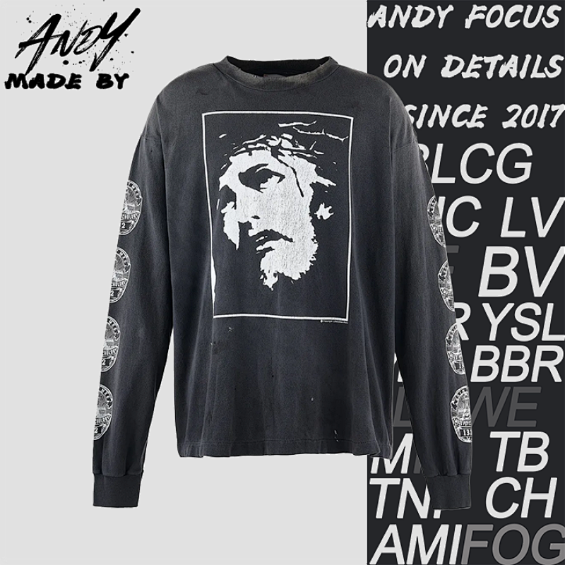 S M Long-sleeved Shirt With Jesus Head Print