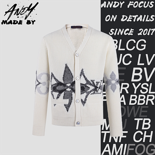 50 Knitted Cardigan Wool Blend Jacquard Long Sleeves