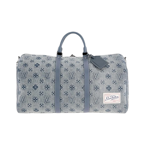 L V Full-print Embossed Washed Denim Handbag Key Details