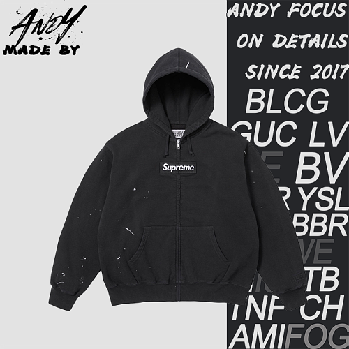 Supreme Ink-splash Embroidery Fleece-lined Zip-up Hoodie