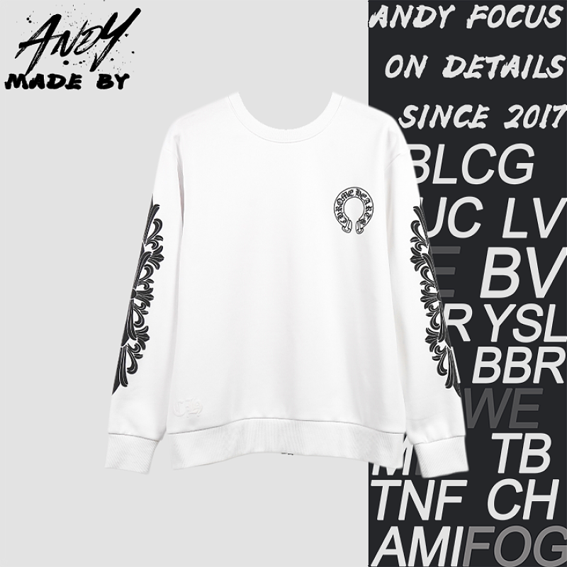 Crucifix Arm Sanskrit Scroll Print Crewneck Sweatshirt