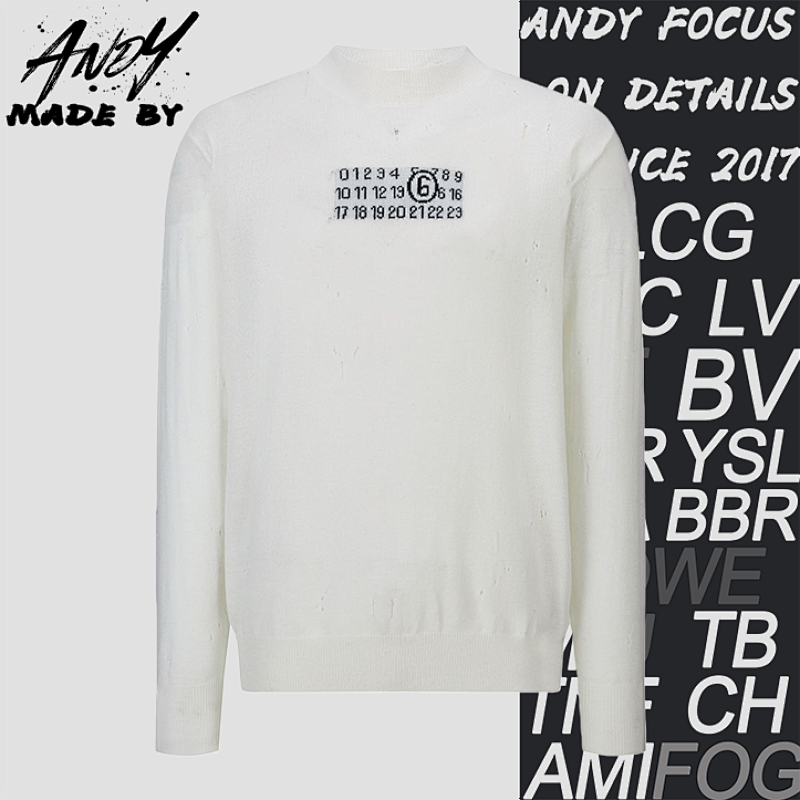 Distressed Knit Jacquard Pullover