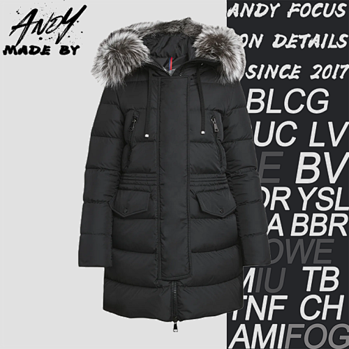 Moncler Silver Fox Fur Collar Long Down Jacket