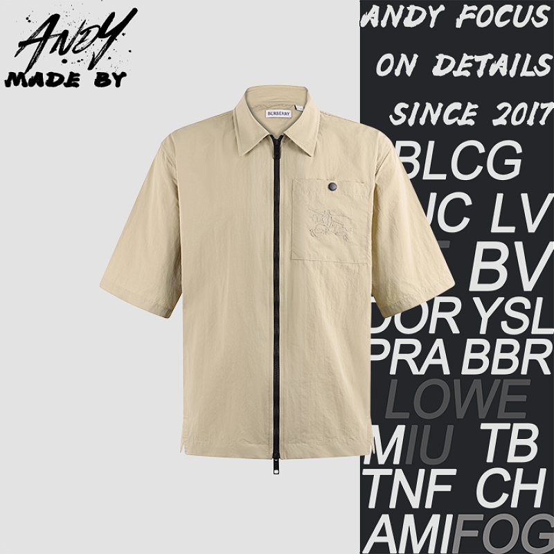 Knight Embroidered Turn-Down Collar Full-Zip Shirt