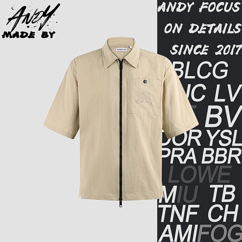 Knight Embroidered Turn-Down Collar Full-Zip Shirt