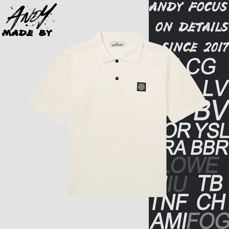 Island Pattern Layered Collar Jacquard Polo Short Sleeve