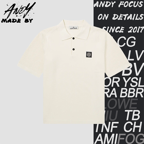 Island Pattern Layered Collar Jacquard Polo Short Sleeve