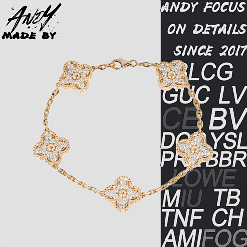 Full Diamond Five Flower Bracelet Rose Gold
