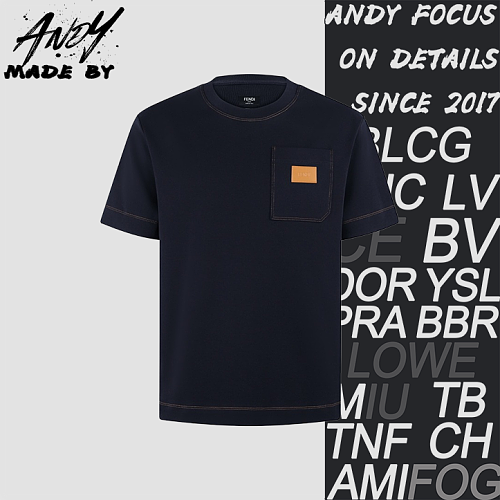 Crew-Neck Cotton T-Shirt With Leather Logo Patch