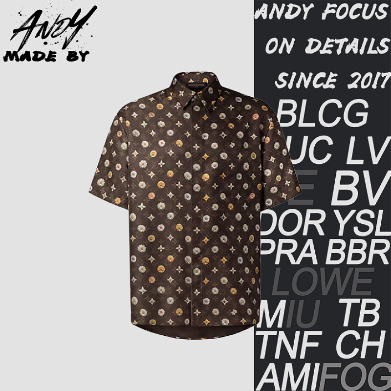 Short-sleeve Shirt With Full-daisy Vintage Print