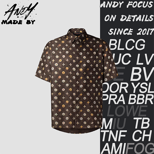 Short-sleeve Shirt With Full-daisy Vintage Print