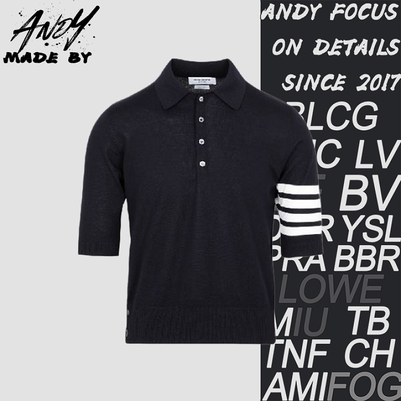 Four-stripe Five-button Short-sleev