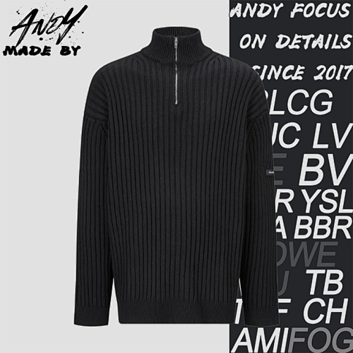 Vertical Striped Sweater With Sleeve Patch