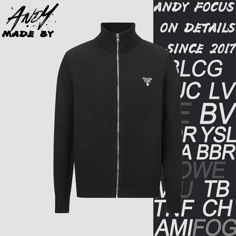 Prada Wool Embroidered Zip-Up Cardigan