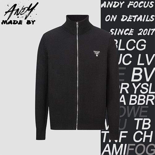 Prada Wool Embroidered Zip-Up Cardigan