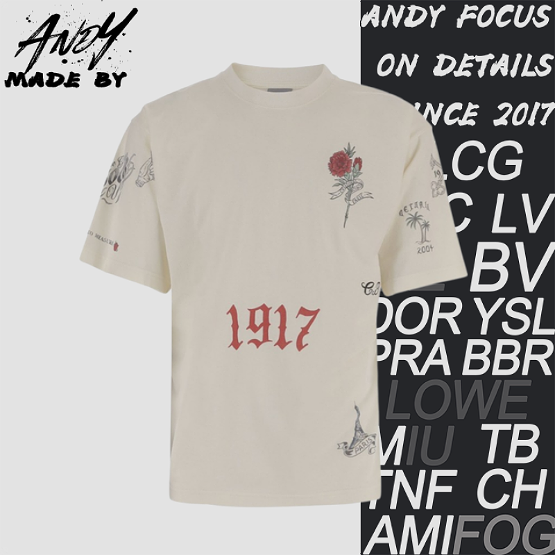Off-White Rose Print Short-Sleeve