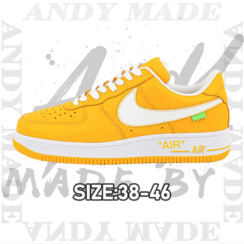 L V X Nike Air Force1Low Air Force Heavy Joint Brand Printed Yellow