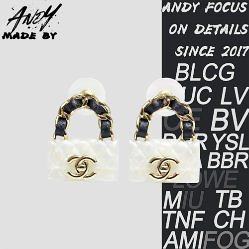 Chanel White Bag Earrings