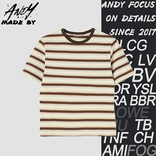 Beige And Brown Striped Short-sleeve
