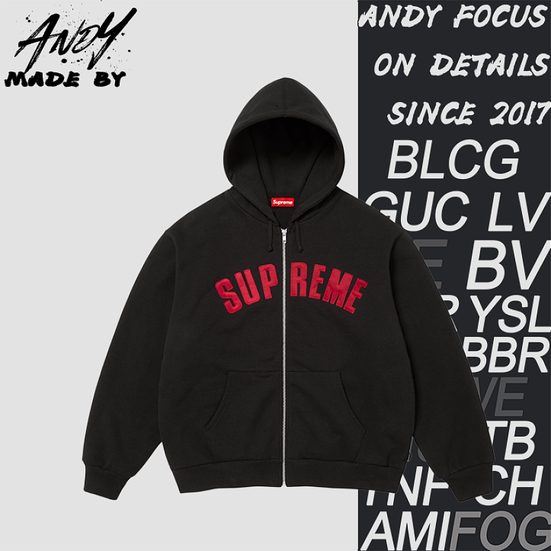 Supreme Applique Letter Embroidered Zipper Jacket