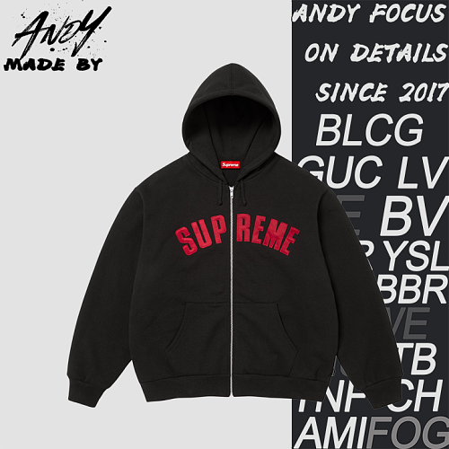 Supreme Applique Letter Embroidered Zipper Jacket