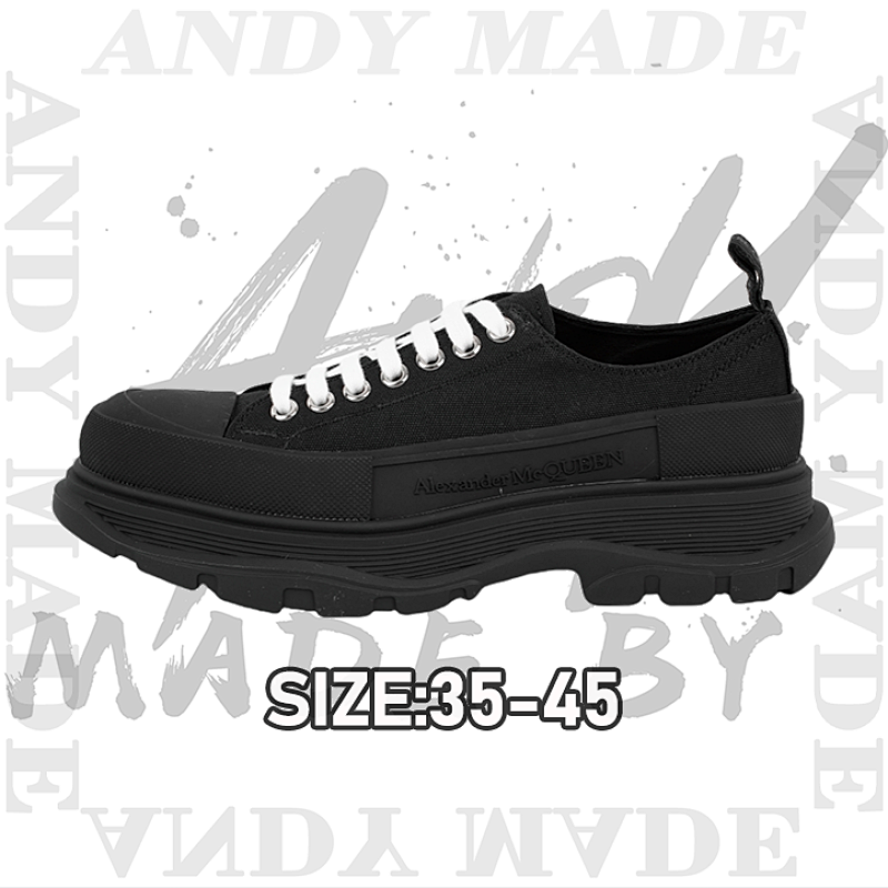 Alexander McQueen Platform Shoes Thick Sole Heightening Sneakers Black