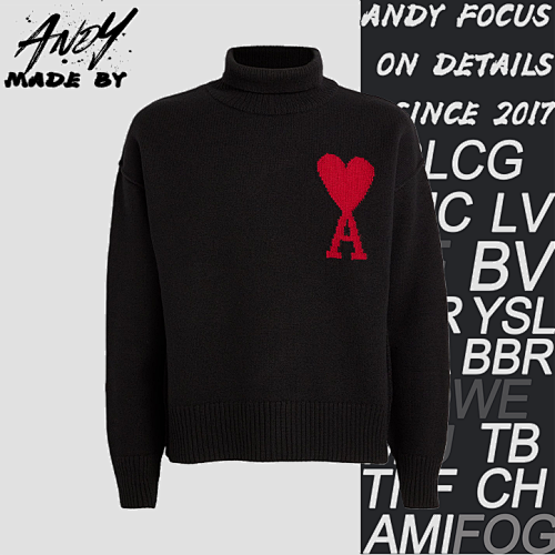 Heart-patterned Jacquard Turtleneck Sweater