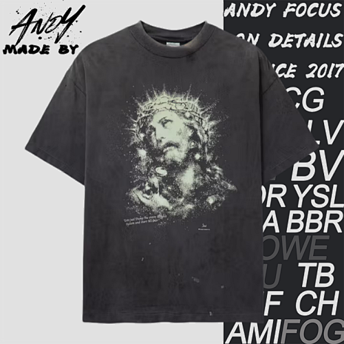 S M Luminous Thorns Jesus Print Short Sleeve