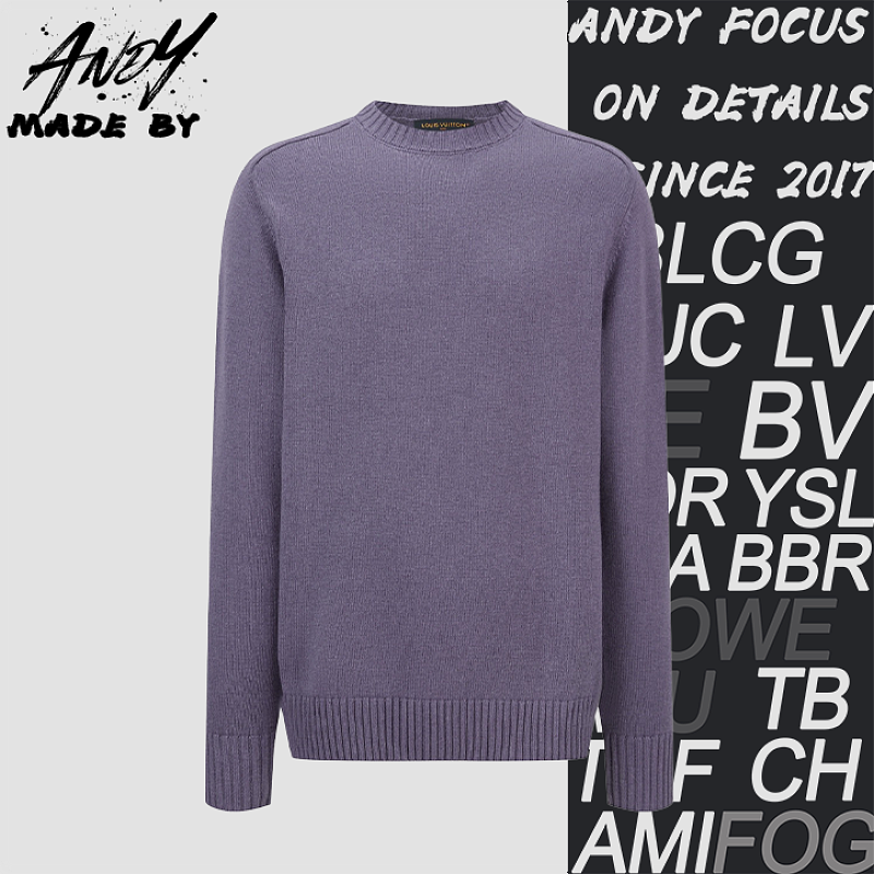 Louis Vuitton Solid Color Knit Sweater With Leather Label At The Back Neck