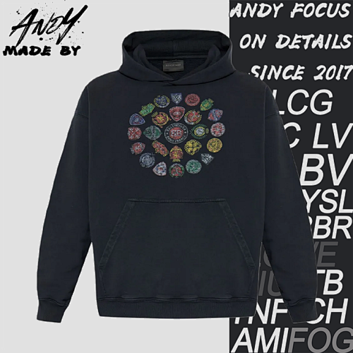 Balenciaga Blcg Multi-logo Badge Print Hoodie