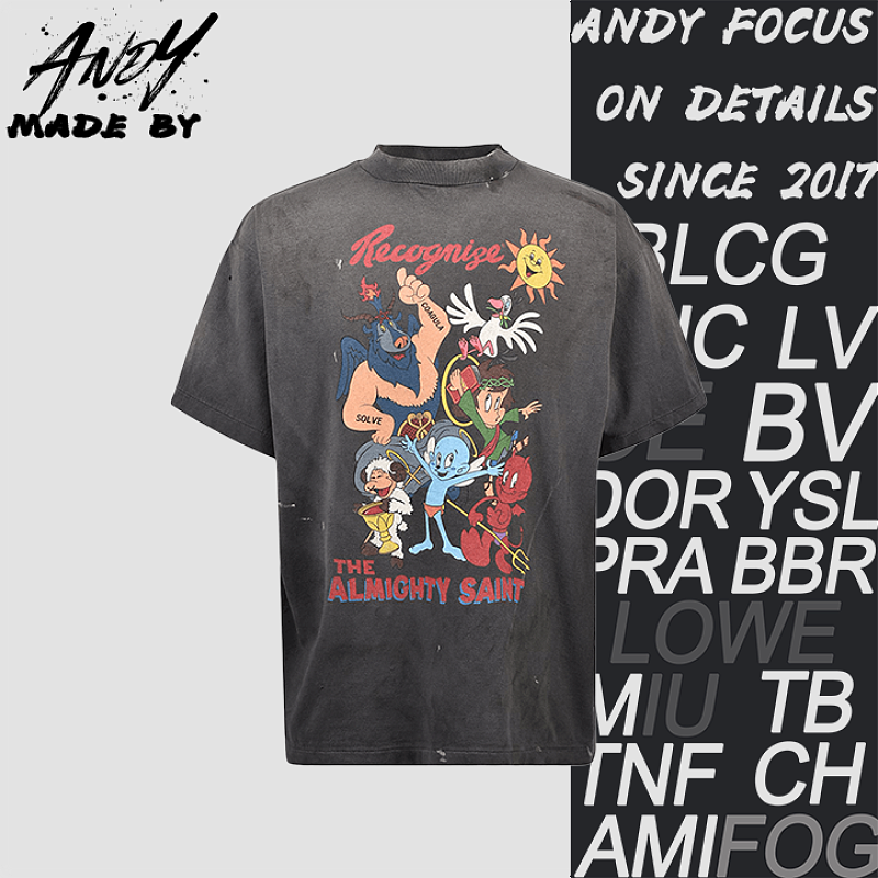 Cartoon Spirit Print Short Sleeve