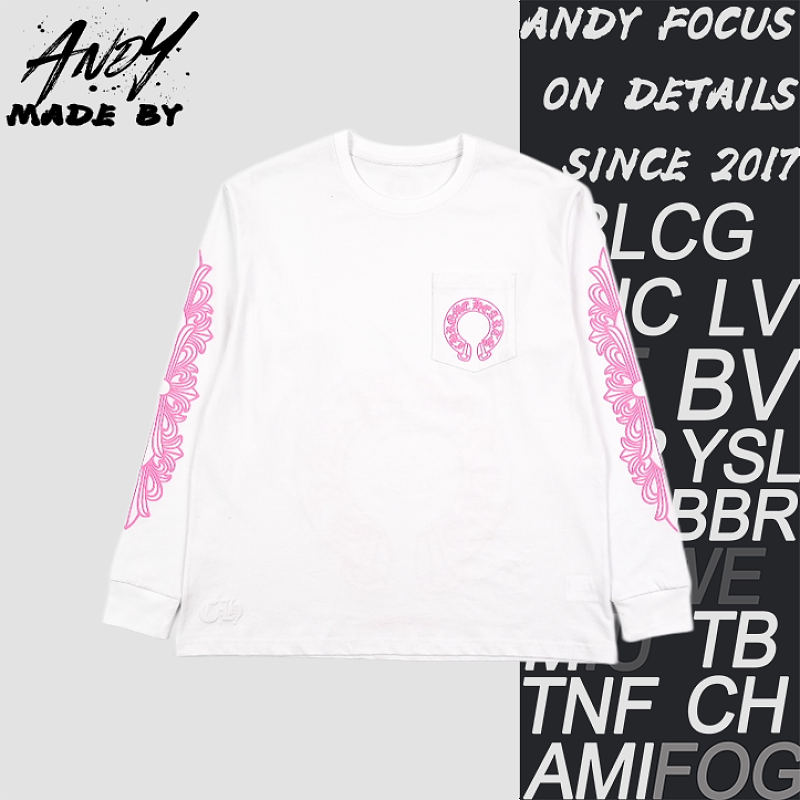 Crucifix Sleeve Sanskrit Scroll Print Long Sleeve - White Pink