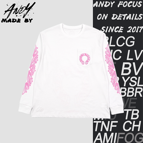 Crucifix Sleeve Sanskrit Scroll Print Long Sleeve - White Pink