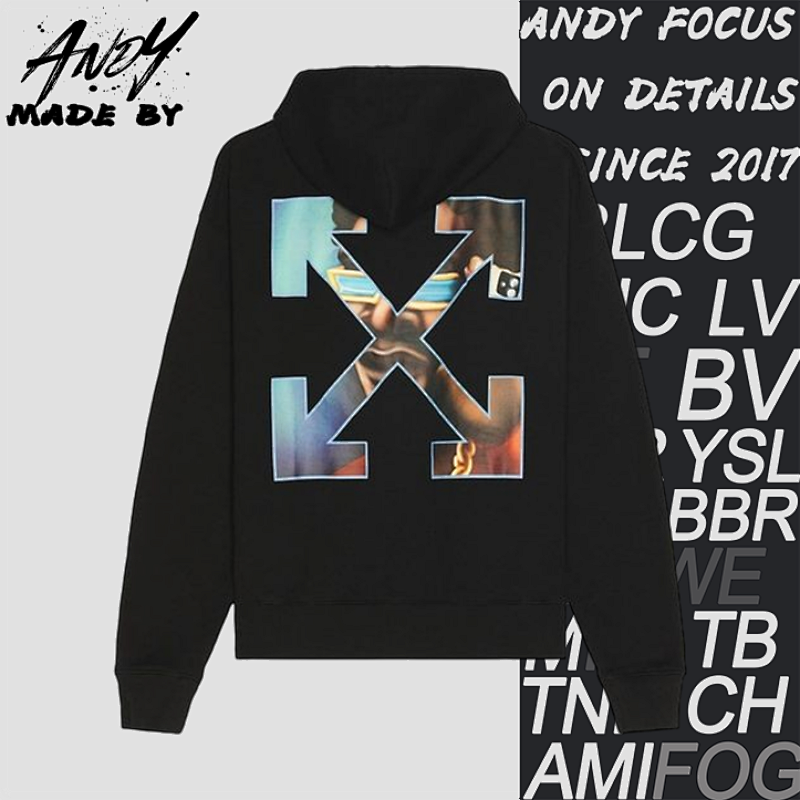 OW Portrait Overlay Arrow Print Hoodie